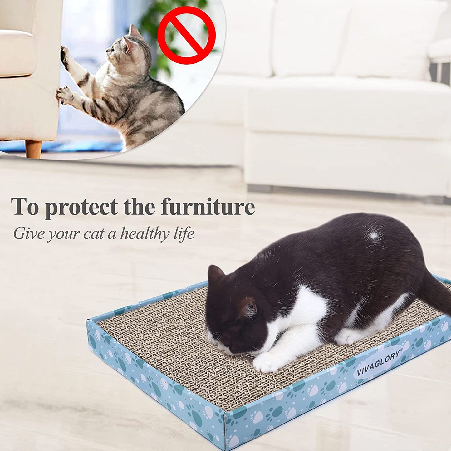 Cat Scratcher & Pads, Reversible Scratching Board for Indoor Cats, Cardboard, Catnip Included, 3 Pack, Extra Wide