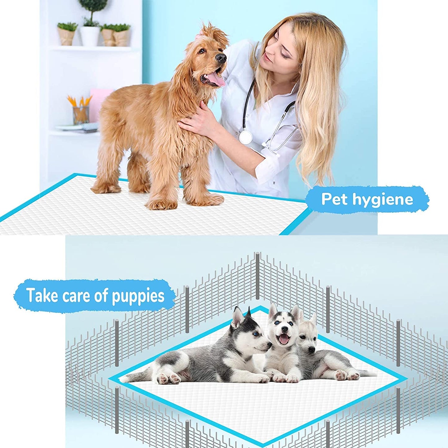 120-Count Extra Large Dog Pee Pads - Super Absorbent and Leak-Proof Disposable Potty Training Pads for Dogs, 28x34 Inches (Blue)