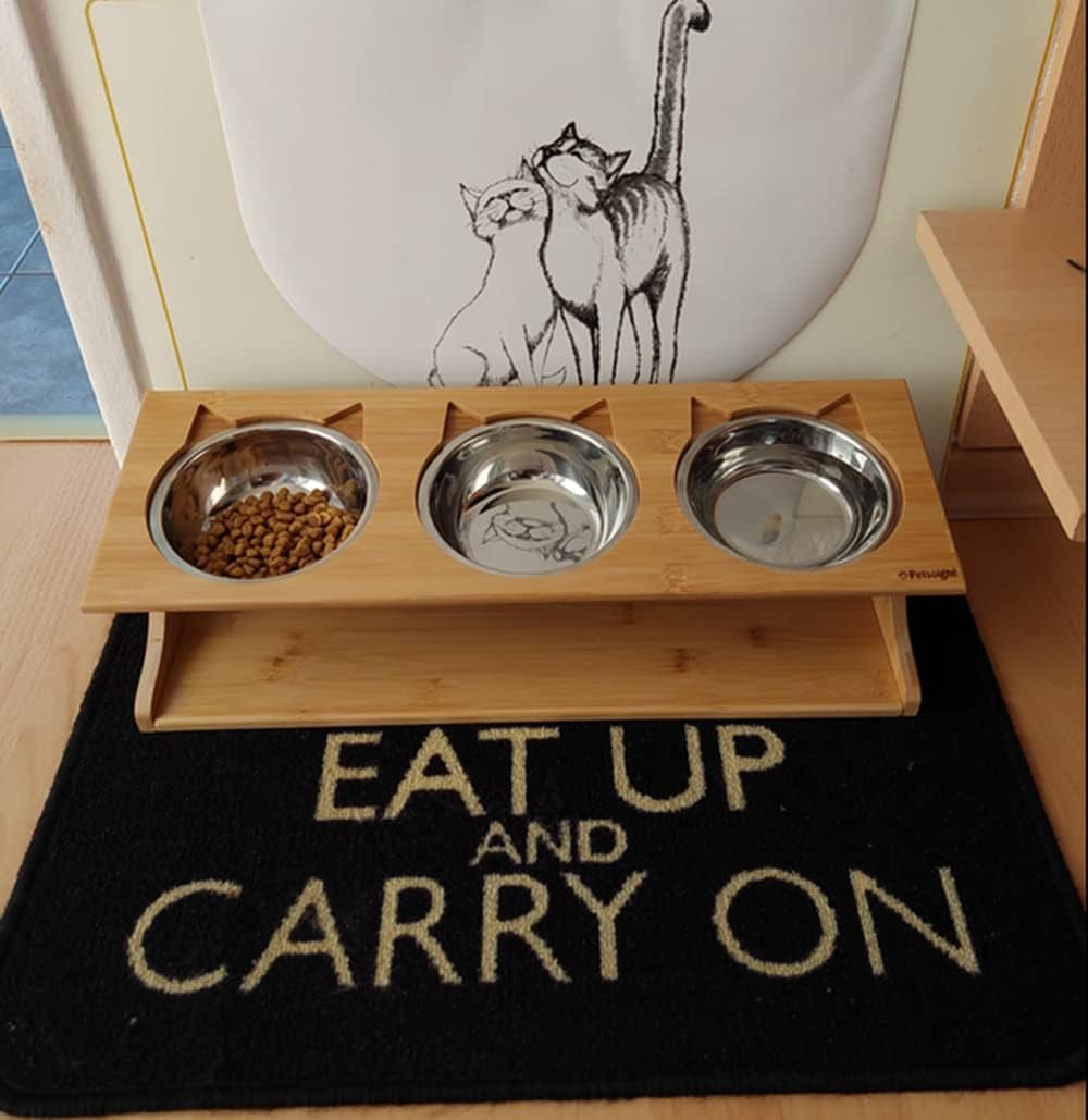 Elevate Your Pet's Dining Experience with Our Modern Raised Bowls and Bamboo Stand – Perfect for Dogs and Cats!
