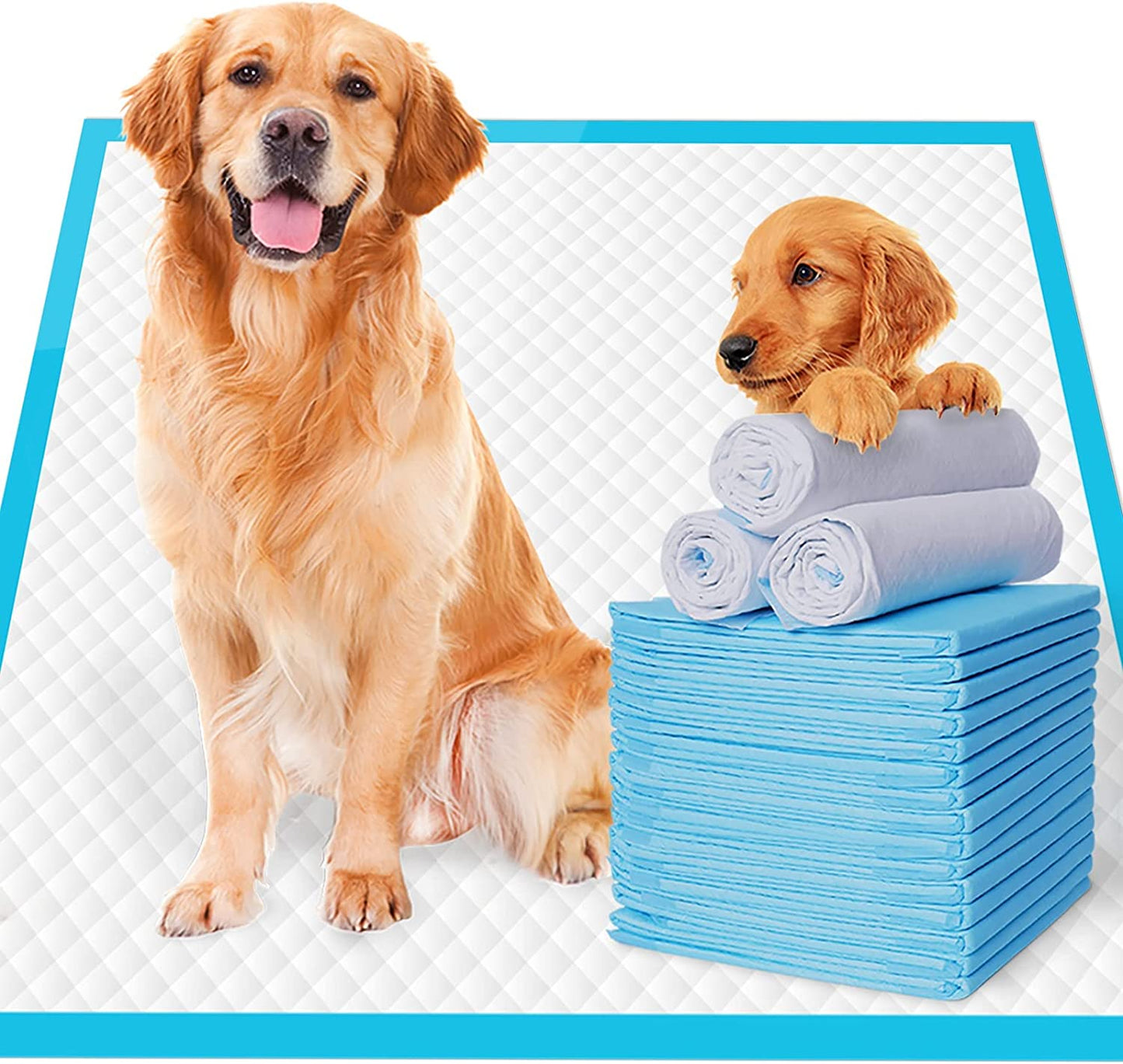 120-Count Extra Large Dog Pee Pads - Super Absorbent and Leak-Proof Disposable Potty Training Pads for Dogs, 28x34 Inches (Blue)