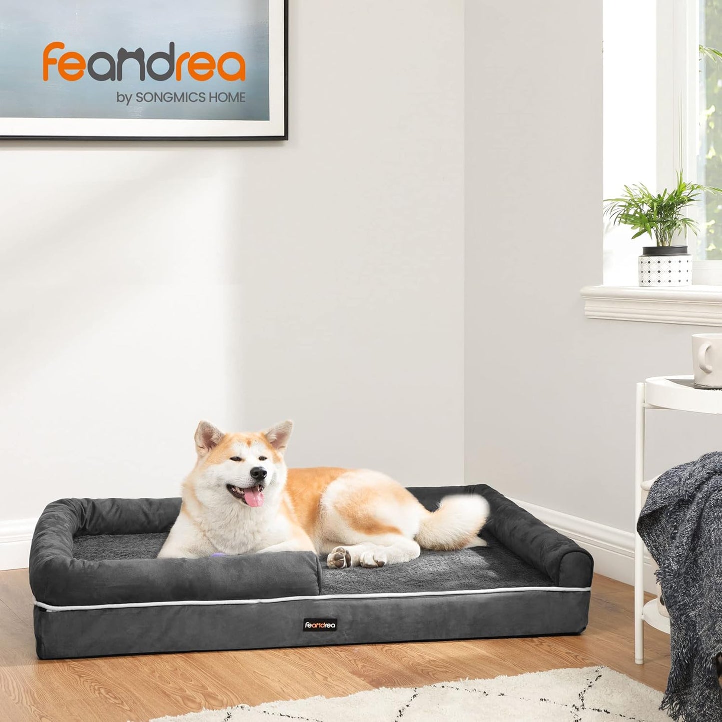 Orthopedic Dog Bed with Memory Foam, Removable Cover, 44 x 34 x 7.9 Inches, Dark Gray UPGW068G01