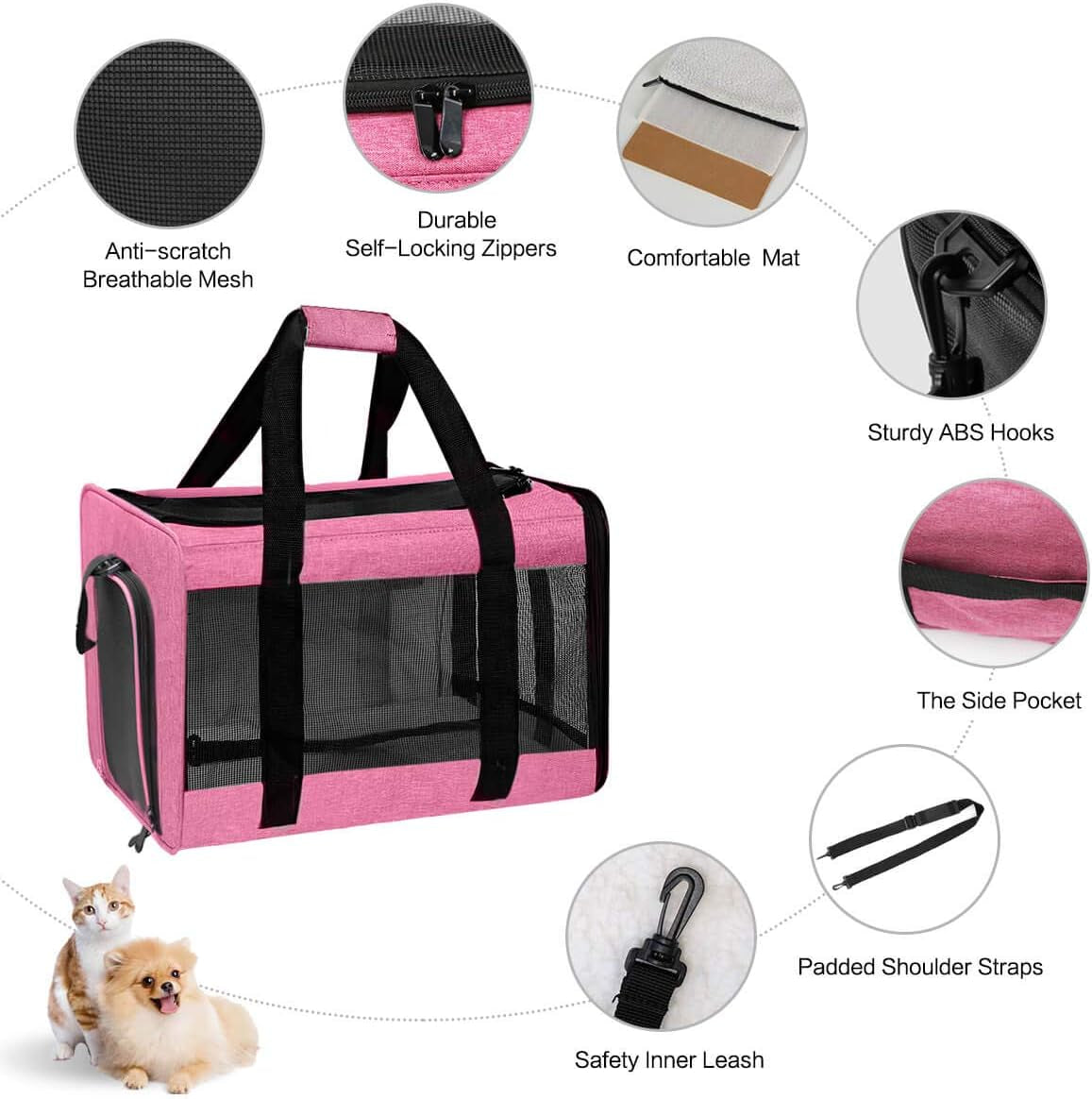 The Purrfect Travel Buddy: Large Rose Pet Carrier for Cats and Dogs Up to 25 Lbs - Collapsible & Comfy!