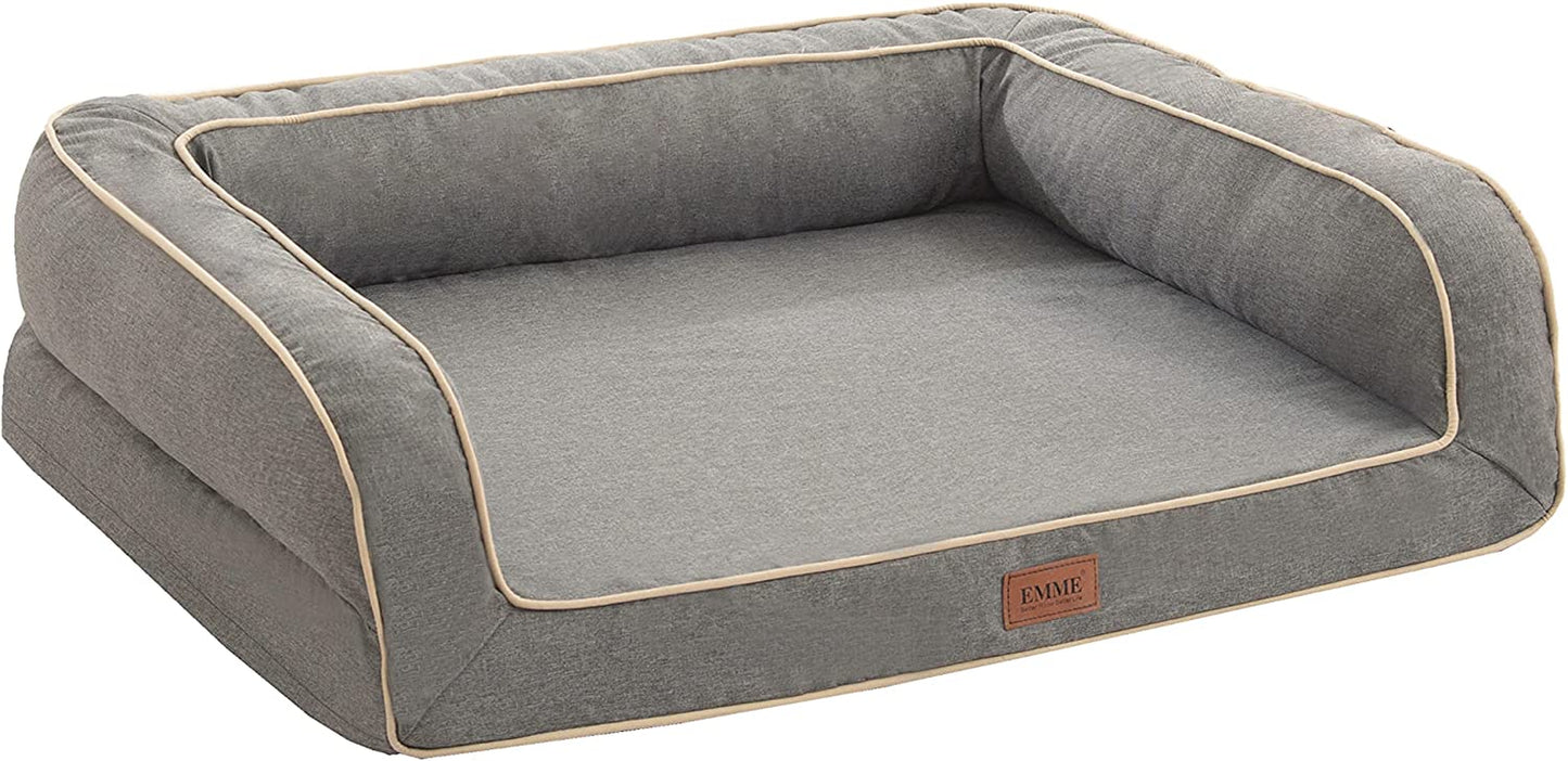 Revolutionary Orthopedic Dog Sofa Bed - Luxurious Egg Foam Mattress & Removable Linen Cover in Grey (Small) for Ultimate Doggy Comfort!