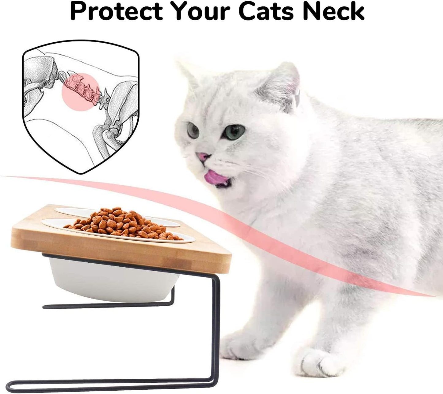Stylish Elevated Cat & Small Dog Bowls with Bamboo Stand - Perfect Feeding Solution! 🐾✨