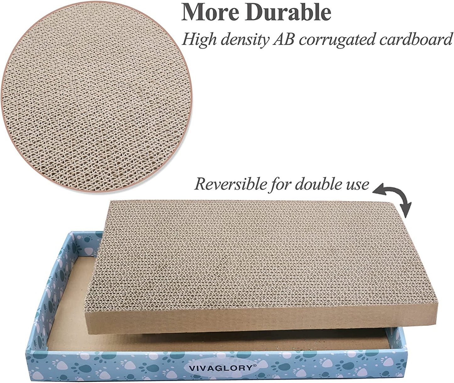 Cat Scratcher & Pads, Reversible Scratching Board for Indoor Cats, Cardboard, Catnip Included, 3 Pack, Extra Wide