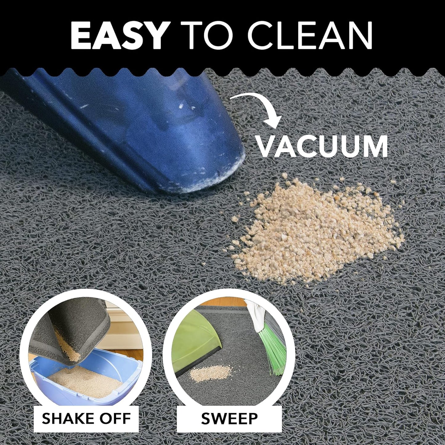 Cat Litter Mat by (XL Size: 36"X24") - Non-Slip, Durable, Easy to Clean, Water Resistant - Eliminates Litter Tracking, Soft on Kitty Paws, Scatter Control, Covered Litter Box Mat