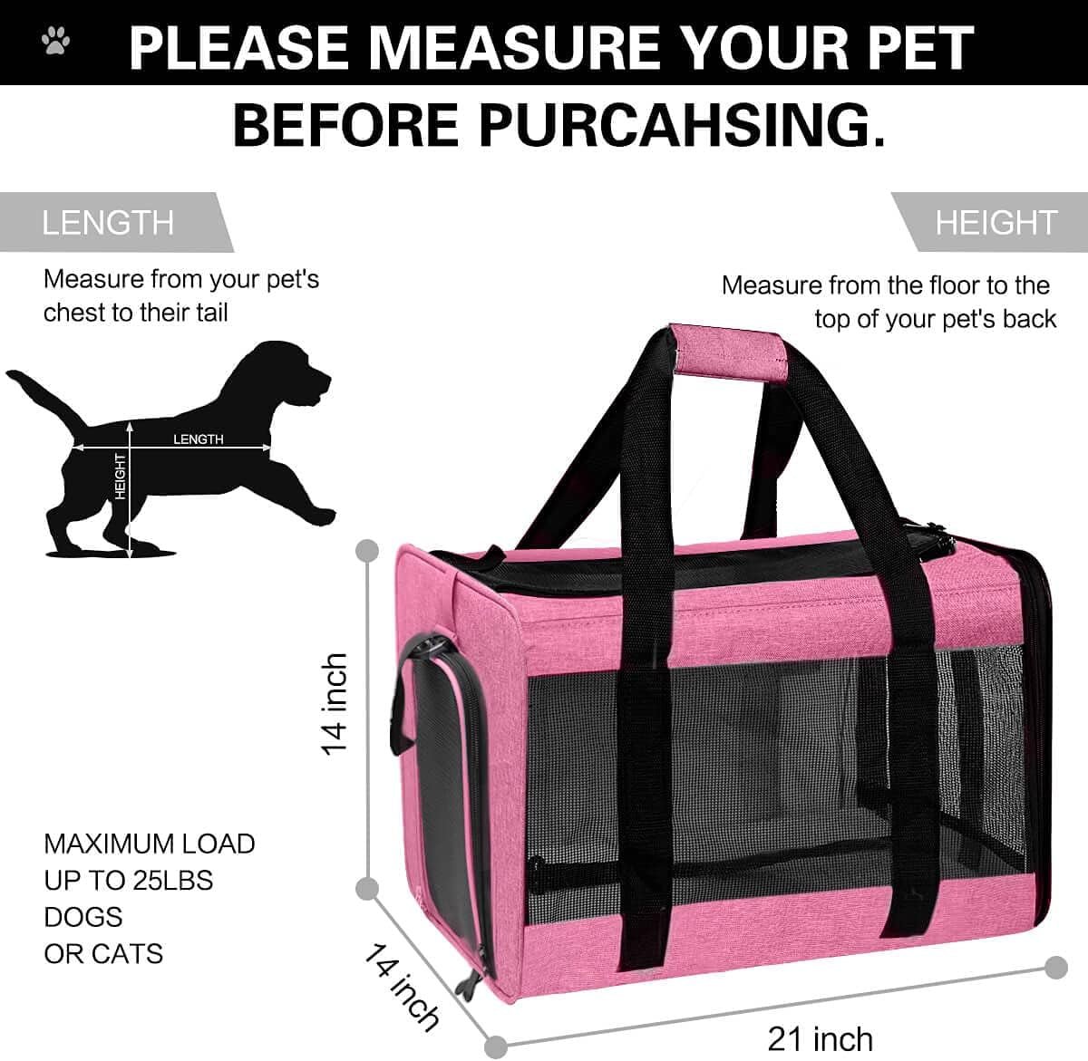 The Purrfect Travel Buddy: Large Rose Pet Carrier for Cats and Dogs Up to 25 Lbs - Collapsible & Comfy!