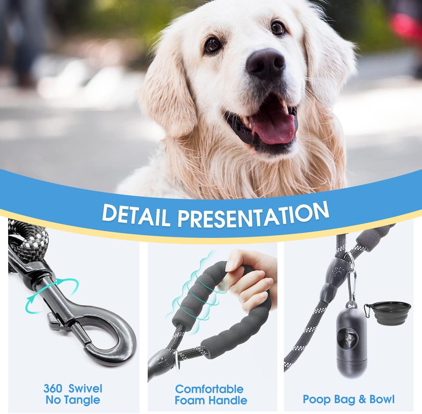 Upgrade your pup's walks with our 2-pack of comfy padded dog leashes! Perfect for small, medium, and large dogs, with reflective threads for nighttime safety. 🐾 #DogLovers #PetEssentials