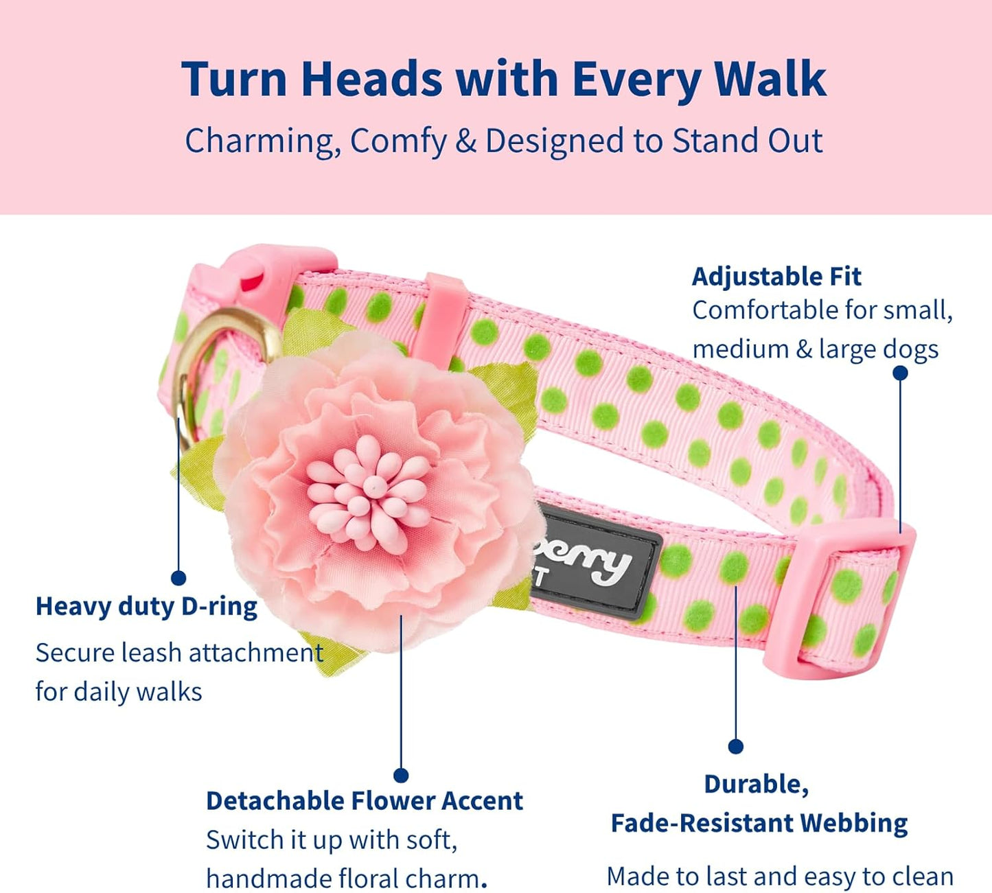 Get the Paw-sitively Adorable Adjustable Pink Polka Dot Dog Collar with Silk Flower - Perfect for Your Stylish Pup! 🌸🐶✨