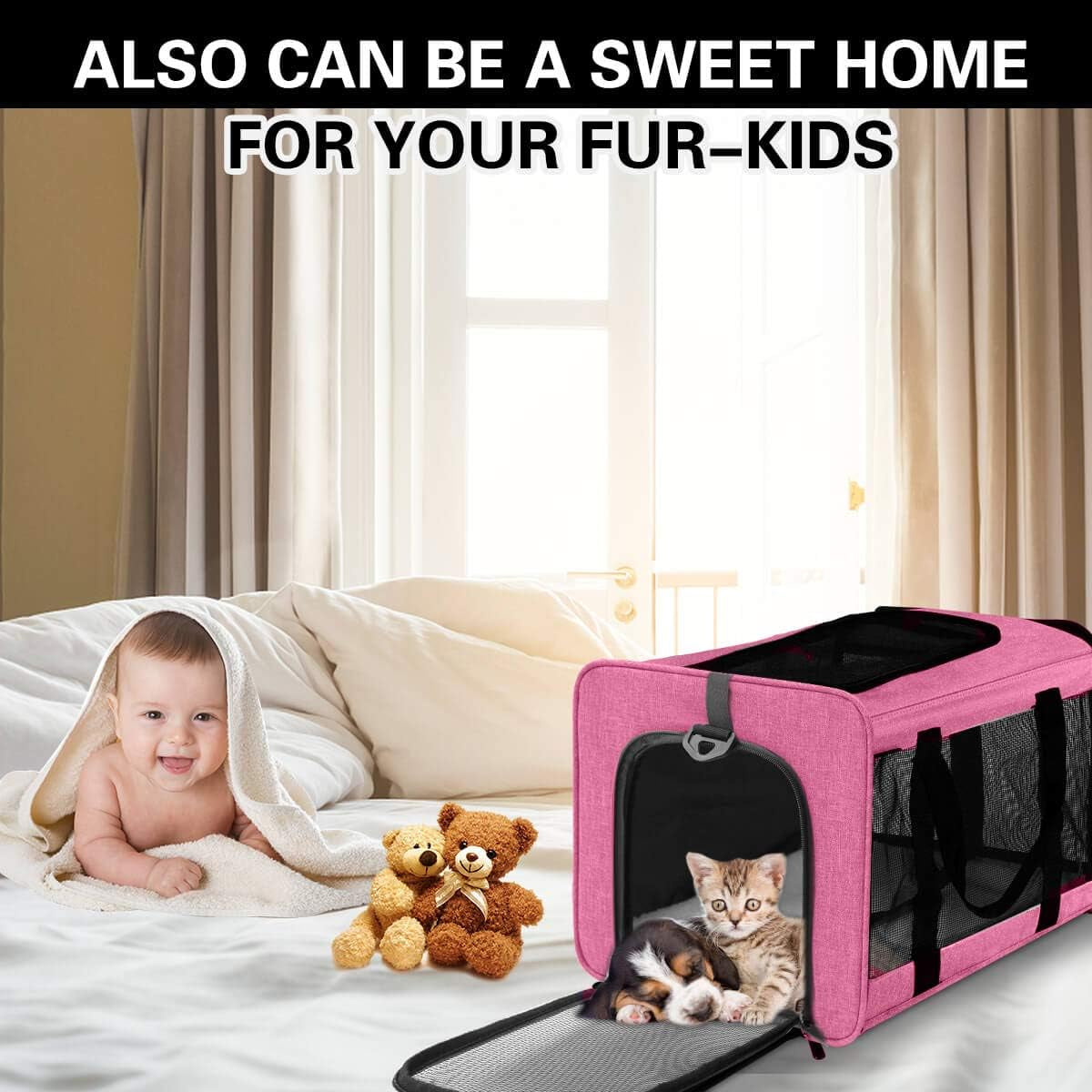 The Purrfect Travel Buddy: Large Rose Pet Carrier for Cats and Dogs Up to 25 Lbs - Collapsible & Comfy!