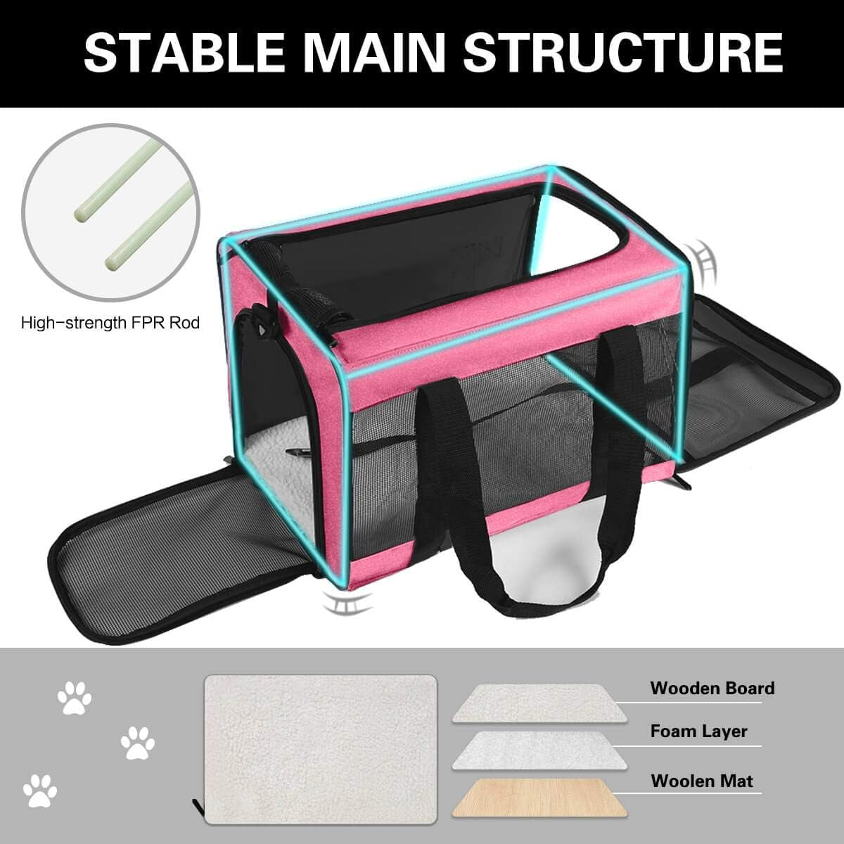The Purrfect Travel Buddy: Large Rose Pet Carrier for Cats and Dogs Up to 25 Lbs - Collapsible & Comfy!