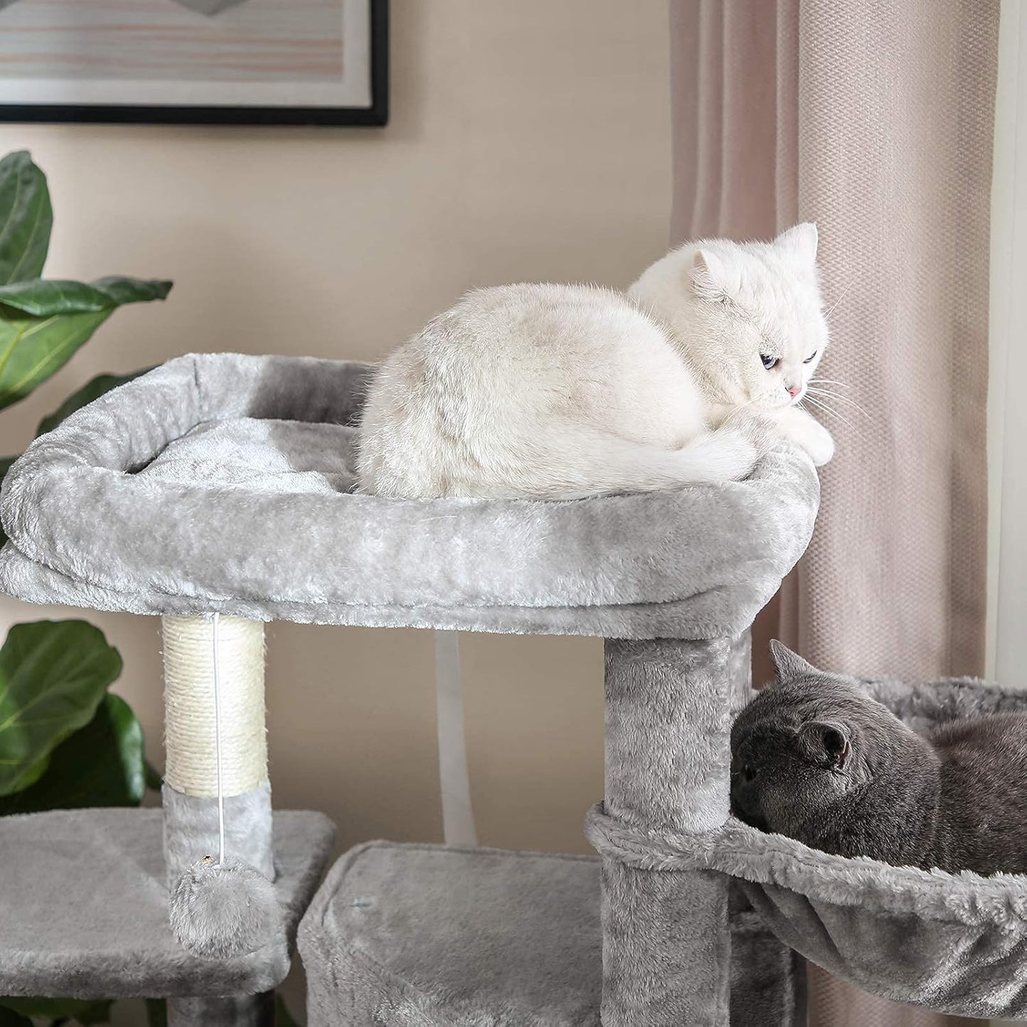 47.2-Inch Cat Tree and Tower with Scratching Posts in Light Gray UPCT80W