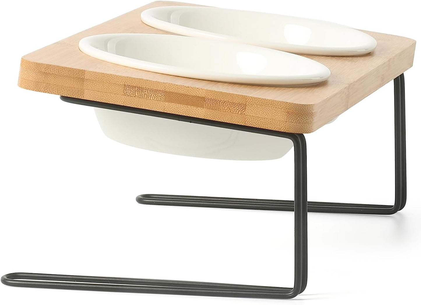 Stylish Elevated Cat & Small Dog Bowls with Bamboo Stand - Perfect Feeding Solution! 🐾✨