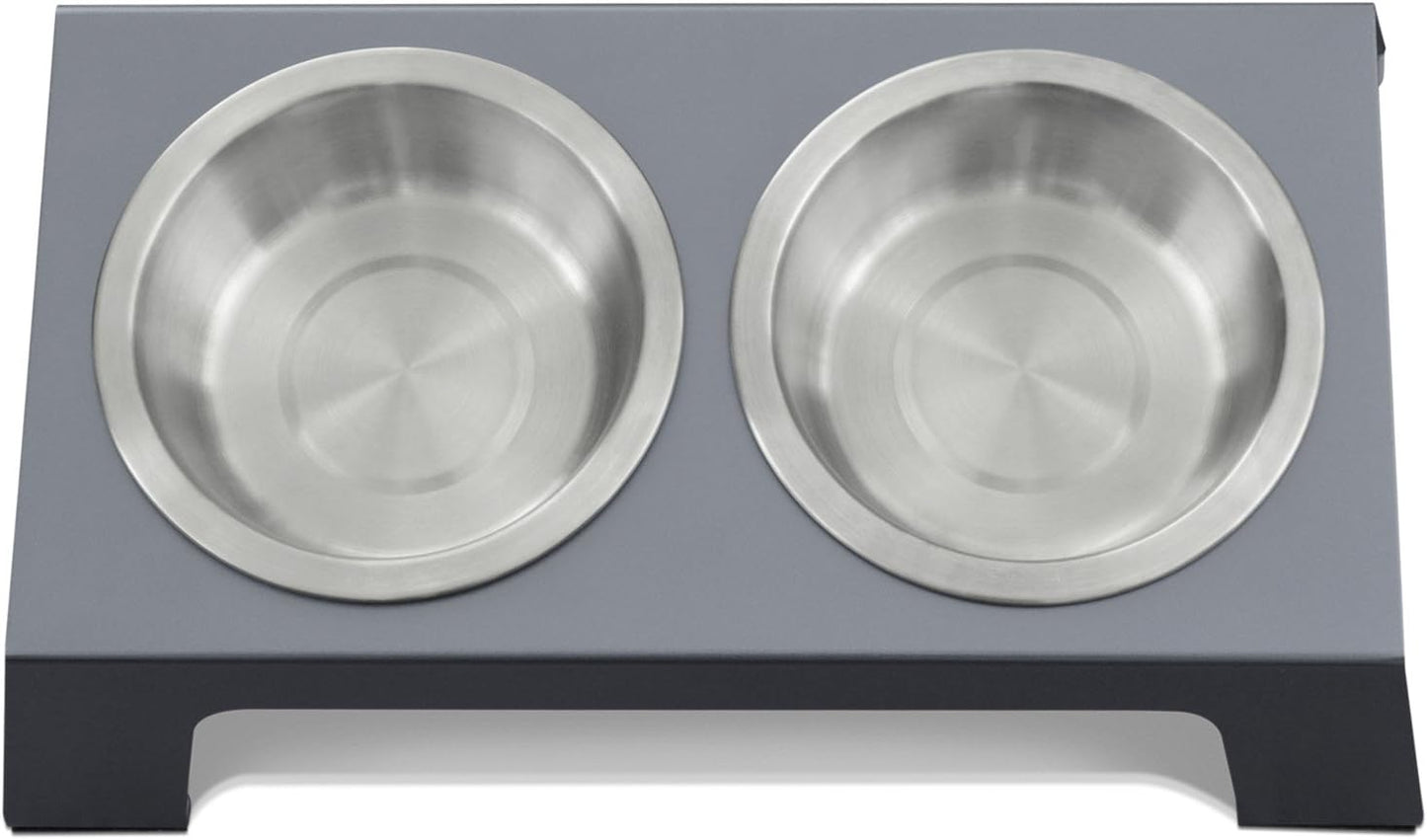 Petfusion Elevated Dog Bowls, Cat Bowls -- Premium Anodized Aluminum Feeder (Short 4"). Us Food Grade Stainless Steel Raised Bowls,Metallic Gray