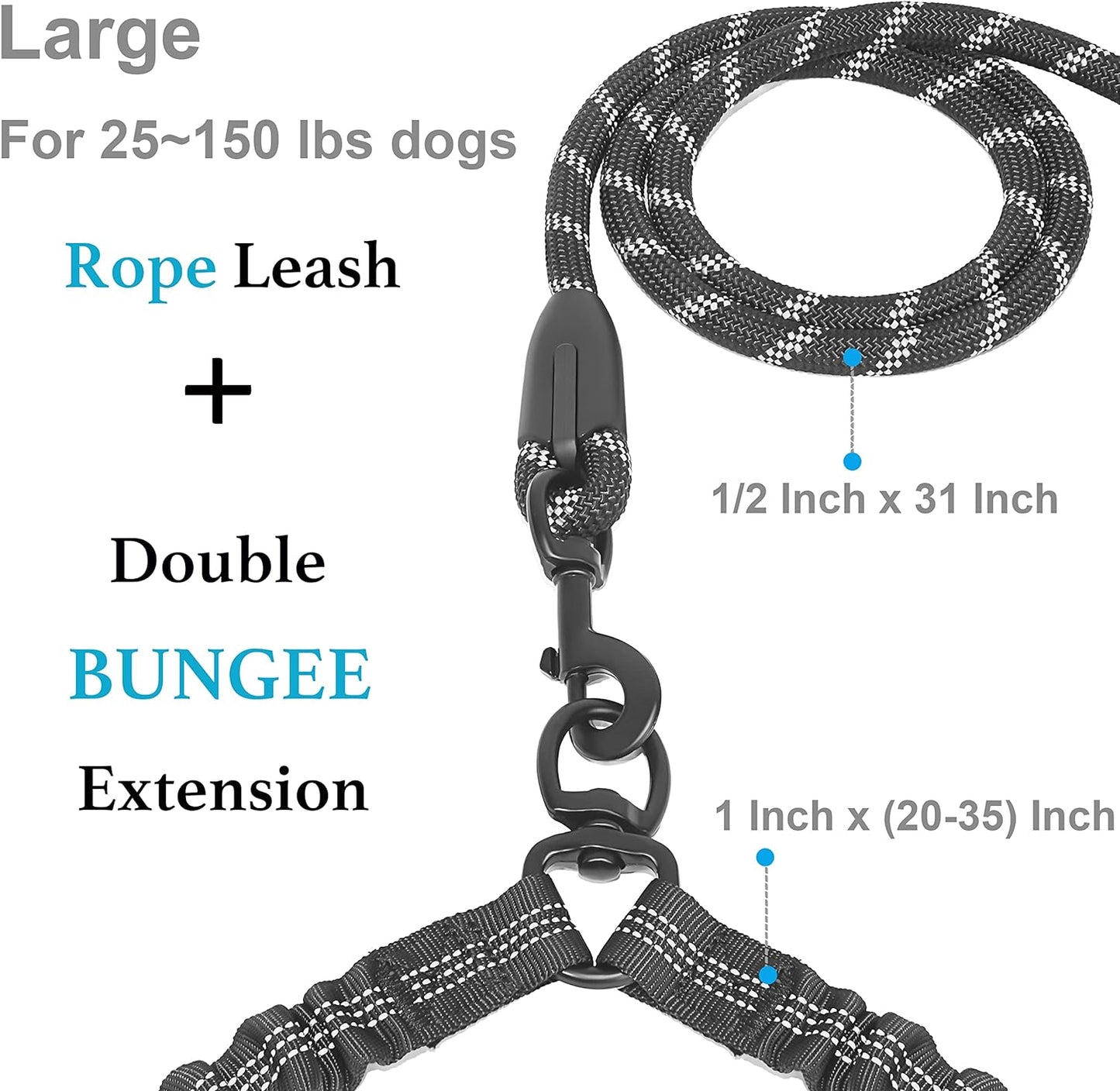 Walk Together, Untangled! 🐾✨ Introducing the Dual Dog Leash - 360° Swivel & Shock Absorbing Bungee for Stress-Free Strolls with Your Furry Duo! Perfect for Large Pups (25-150 Lbs) 🐶❤️ #DogLovers #PetParenting