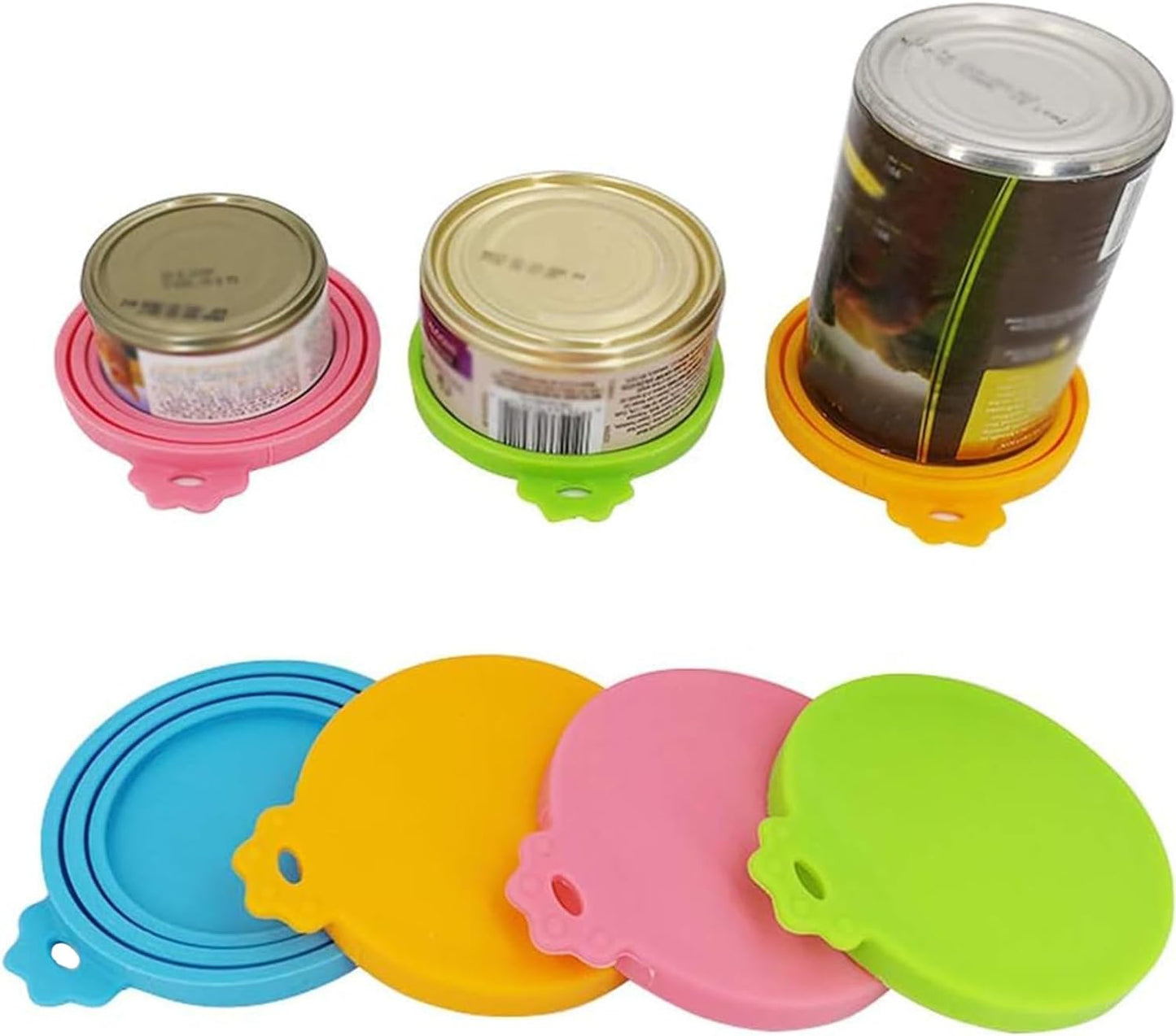 Food Can Lids, 4 Pcs Silicone Pet Food Can Covers for Dog & Cat Food, One Tin Cap Fit Most Standard Size Dog Cat Food Canned（Multicolor）…