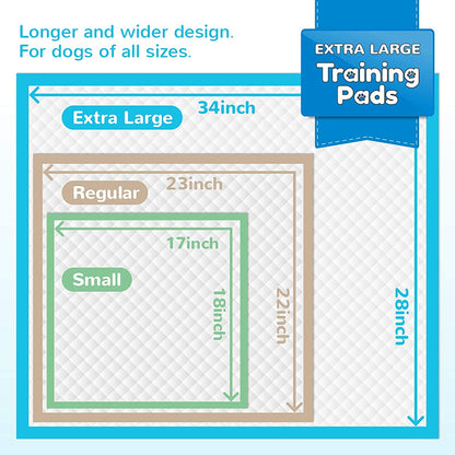 120-Count Extra Large Dog Pee Pads - Super Absorbent and Leak-Proof Disposable Potty Training Pads for Dogs, 28x34 Inches (Blue)