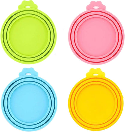 Food Can Lids, 4 Pcs Silicone Pet Food Can Covers for Dog & Cat Food, One Tin Cap Fit Most Standard Size Dog Cat Food Canned（Multicolor）…