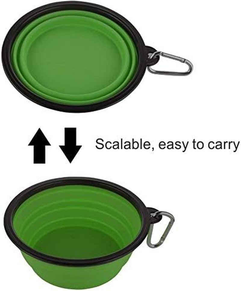 Guardians Large Collapsible Dog Bowls, 34Oz Travel Water Food Bowls Portable Foldable Collapse Dishes with Carabiner Clip, 2 Pack (Green+Red)