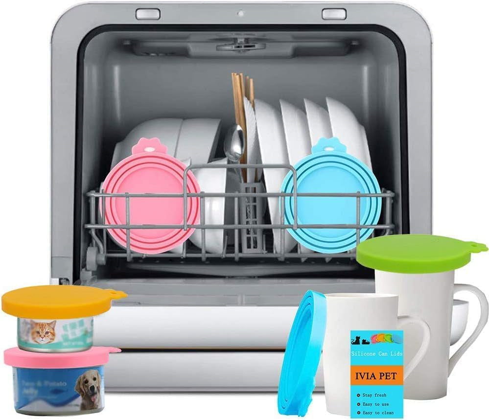 Food Can Lids, 4 Pcs Silicone Pet Food Can Covers for Dog & Cat Food, One Tin Cap Fit Most Standard Size Dog Cat Food Canned（Multicolor）…