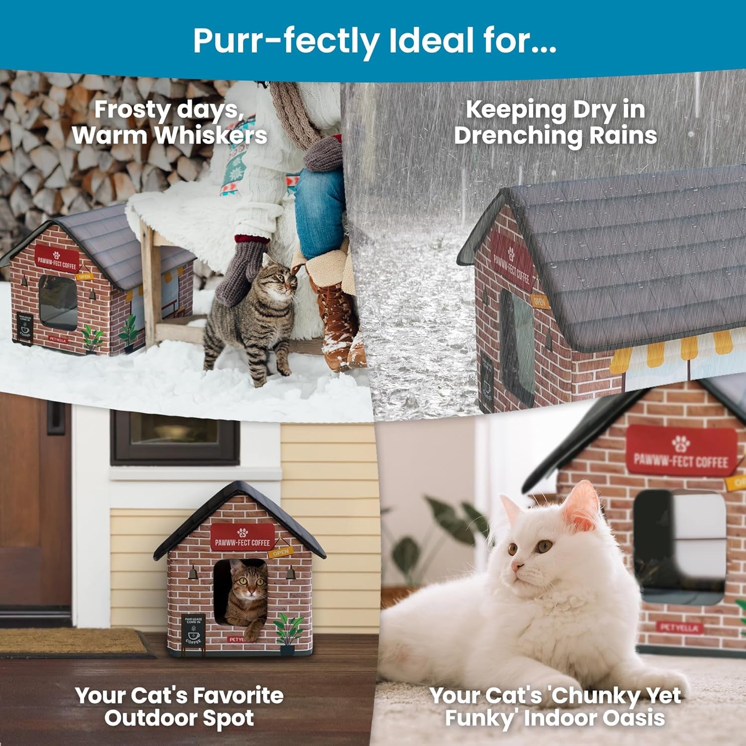 Heated Cat House for outside - Heated Outdoor Cat House Weatherproof - Cat Houses for Cats - Waterproof Cat Shelter