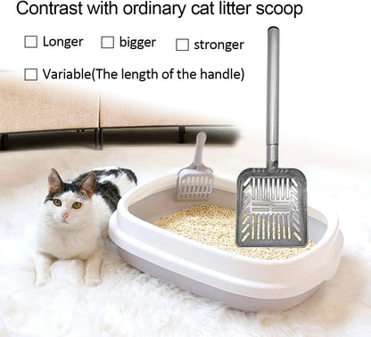 23-Inch Telescoping Stainless Steel Cat Litter Scoop with Extended Handle - Ideal for Cats and Dogs