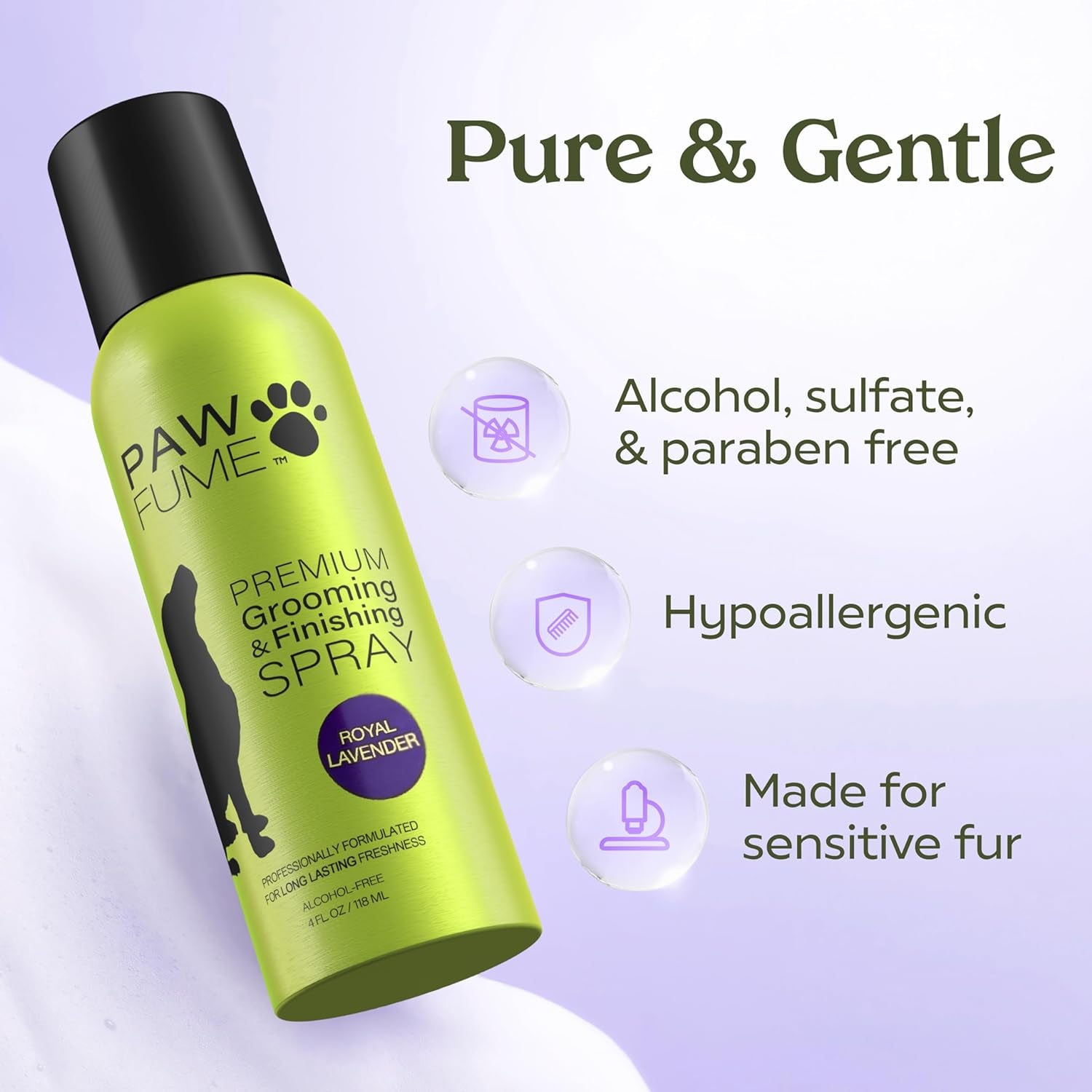 PAWFUME Royal Lavender Dog Detangler Grooming Spray, 1-Pack – Hypoallergenic and Alcohol-Free Formula for Moisturizing and Detangling – Professional Quality Coat and Fur Care for Dogs