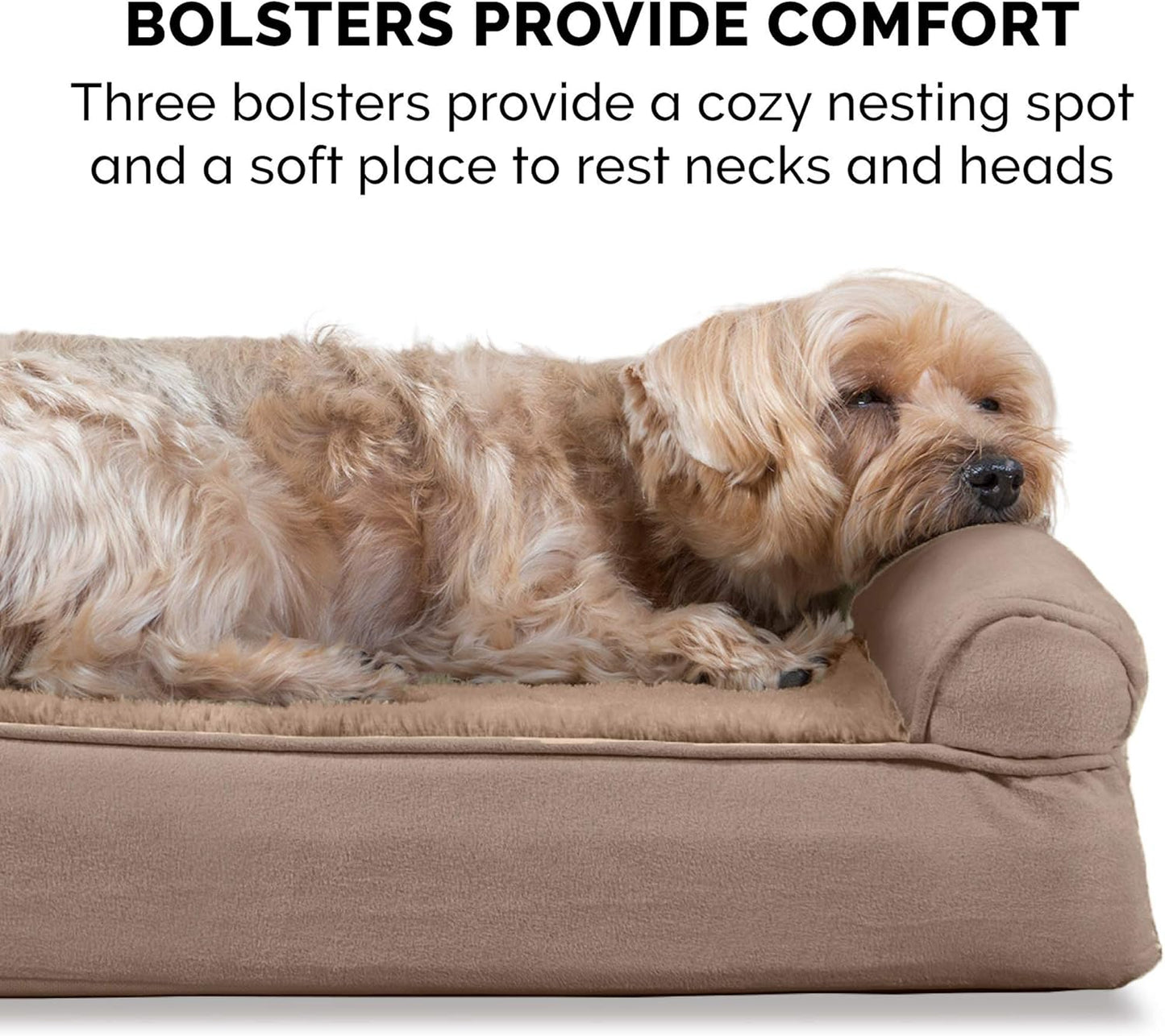 Upgrade your pup's comfort with our Orthopedic Dog Bed! Perfect for medium to large dogs (up to 55 lbs), featuring removable bolsters and a washable cover. Plush suede in Almondine! 🐾🛏️ #DogLovers #PetComfort