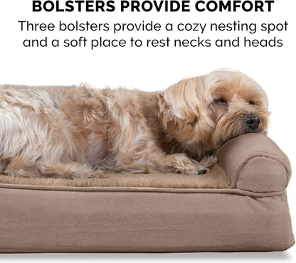 Upgrade your pup's comfort with our Orthopedic Dog Bed! Perfect for medium to large dogs (up to 55 lbs), featuring removable bolsters and a washable cover. Plush suede in Almondine! 🐾🛏️ #DogLovers #PetComfort