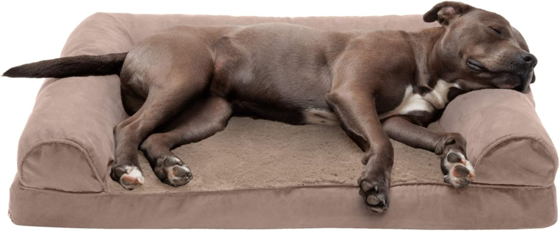 Upgrade your pup's comfort with our Orthopedic Dog Bed! Perfect for medium to large dogs (up to 55 lbs), featuring removable bolsters and a washable cover. Plush suede in Almondine! 🐾🛏️ #DogLovers #PetComfort