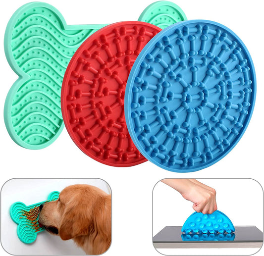 Ultimate Dog Lick Pad Set - 3 Pack Boredom & Anxiety Reliever for Bath Time with Strong Suction - Perfect for Peanut Butter Treats!