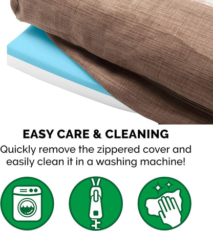 Furhaven Cooling Gel Dog Bed for Large/Medium Dogs W/ Removable Bolsters & Washable Cover, for Dogs up to 55 Lbs - Luxe Faux Fur & Performance Linen Sofa - Woodsmoke, Large