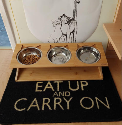 Elevate Your Pet's Dining Experience with Our Modern Raised Bowls and Bamboo Stand – Perfect for Dogs and Cats!