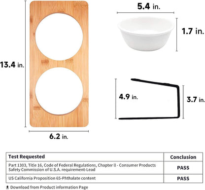 Stylish Elevated Cat & Small Dog Bowls with Bamboo Stand - Perfect Feeding Solution! 🐾✨