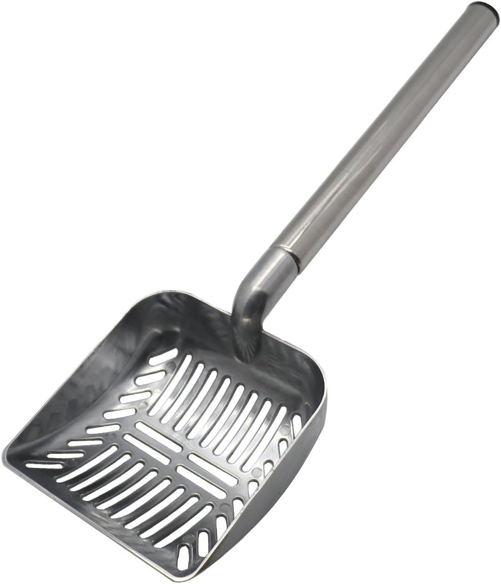 23-Inch Telescoping Stainless Steel Cat Litter Scoop with Extended Handle - Ideal for Cats and Dogs