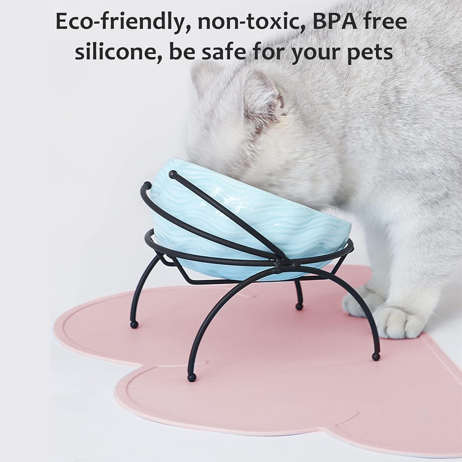 Designster Pet Food Mats–Dog Cat Feeding Mat Top Grade Cloud Silicone Pad Anti-Slip Waterproof Anti-Slip Bowl Placemat (Lilac)