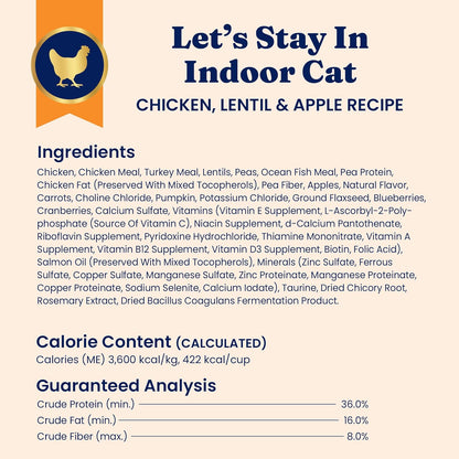 Solid Gold Indoor Dry Cat Food - Grain Free & Gluten Free - Chicken Cat Food Dry Kibble for Indoor Cats W/Probiotics & Fiber for Gut Health - Sensitive Stomach & Hairball Support for Adult Cats -12LB