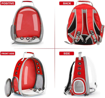 Cat Backpack Carrier, Cats and Small Dogs, Space Capsule Bubble Backpack, Pet Carrier, Airline Approved, Ventilate Transparent Travel Carrier for Hiking, Travel, Ourdoor - Red