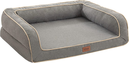 Revolutionary Orthopedic Dog Sofa Bed - Luxurious Egg Foam Mattress & Removable Linen Cover in Grey (Small) for Ultimate Doggy Comfort!