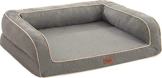 Revolutionary Orthopedic Dog Sofa Bed - Luxurious Egg Foam Mattress & Removable Linen Cover in Grey (Small) for Ultimate Doggy Comfort!