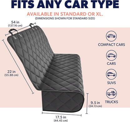 Active Pets Black Car Rear Seat Cover for Dogs, Durable Waterproof & Scratch Resistant Vehicle Backseat Protector, Nonslip Dog Accessory & Pet Protection for Back Seats, Machine Washable