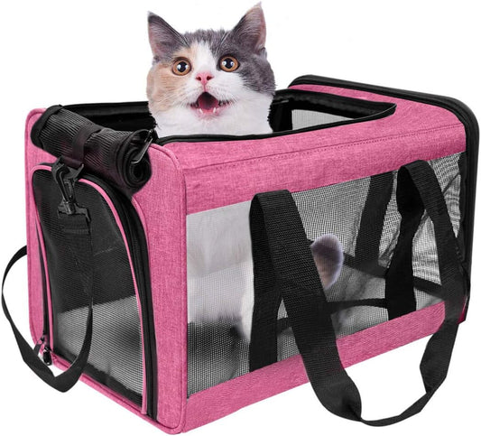The Purrfect Travel Buddy: Large Rose Pet Carrier for Cats and Dogs Up to 25 Lbs - Collapsible & Comfy!