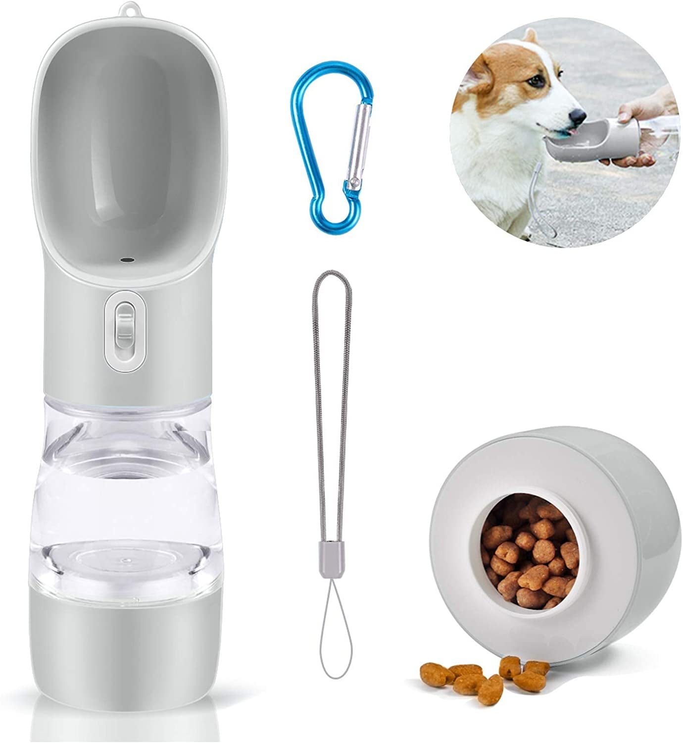 Welkin Portable Dog Water Bottle Pet Drinking Bottle Leak Proof Portable Puppy Water Bottle Dispenser and Cats Water Bottle for Walking Traveling Hiking (Silver/258Ml)