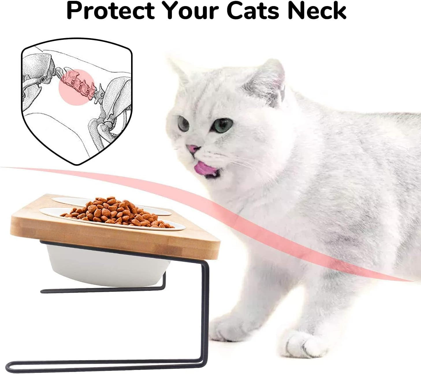 Stylish Elevated Cat & Small Dog Bowls with Bamboo Stand - Perfect Feeding Solution! 🐾✨