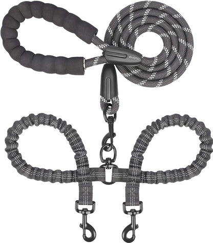 Walk Together, Untangled! 🐾✨ Introducing the Dual Dog Leash - 360° Swivel & Shock Absorbing Bungee for Stress-Free Strolls with Your Furry Duo! Perfect for Large Pups (25-150 Lbs) 🐶❤️ #DogLovers #PetParenting