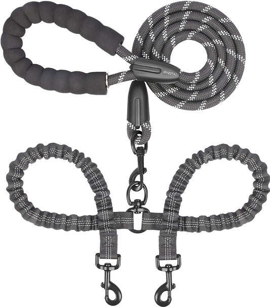 Walk Together, Untangled! 🐾✨ Introducing the Dual Dog Leash - 360° Swivel & Shock Absorbing Bungee for Stress-Free Strolls with Your Furry Duo! Perfect for Large Pups (25-150 Lbs) 🐶❤️ #DogLovers #PetParenting