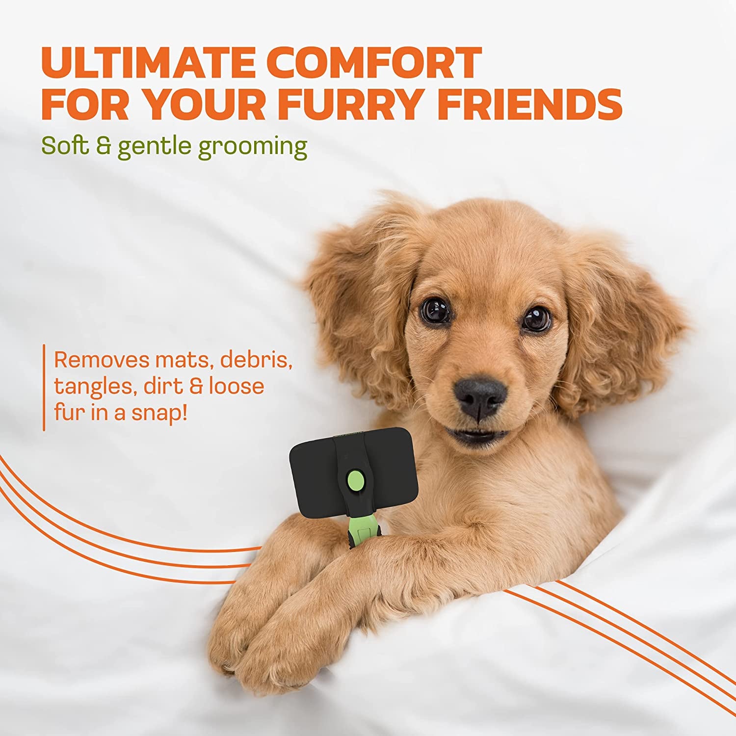 Self-Cleaning Slicker Brush for Long-Haired Dogs and Cats - Grooming and Deshedding Tool for Small Pets