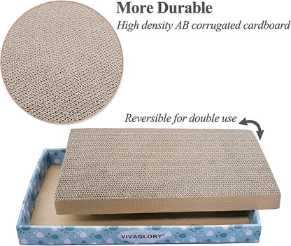 Cat Scratcher & Pads, Reversible Scratching Board for Indoor Cats, Cardboard, Catnip Included, 3 Pack, Extra Wide