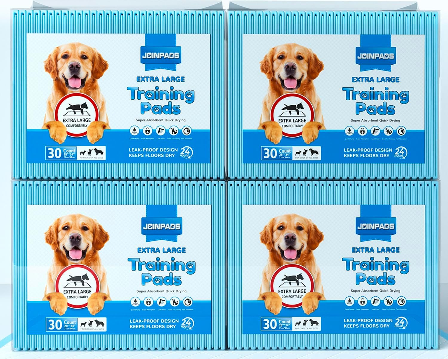 120-Count Extra Large Dog Pee Pads - Super Absorbent and Leak-Proof Disposable Potty Training Pads for Dogs, 28x34 Inches (Blue)