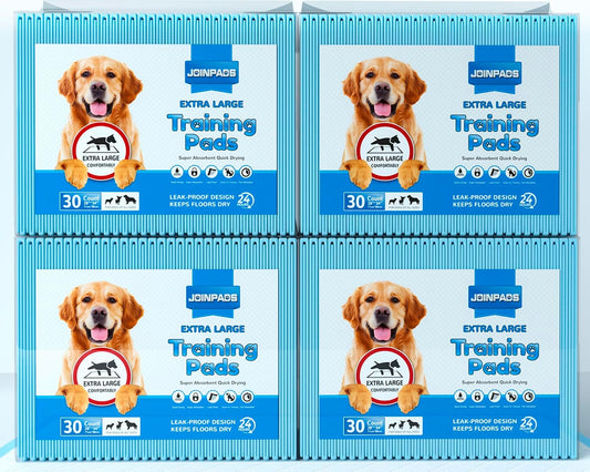 120-Count Extra Large Dog Pee Pads - Super Absorbent and Leak-Proof Disposable Potty Training Pads for Dogs, 28x34 Inches (Blue)